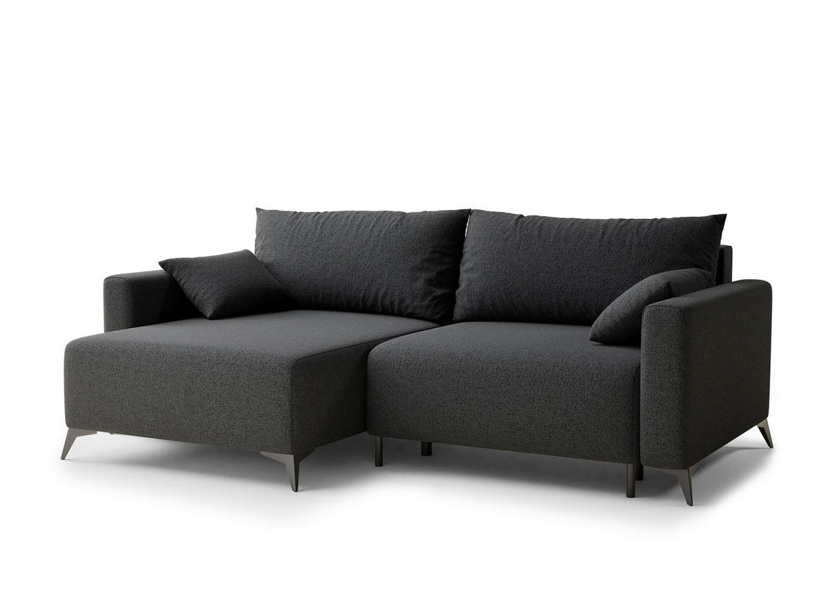 ECKSOFA MIT SCHLAFFUNKTION Leon Anthrazit Webstoff - Anthrazit/Schwarz, Holz/Holzwerkstoff (148/239cm) - Maison de Reve