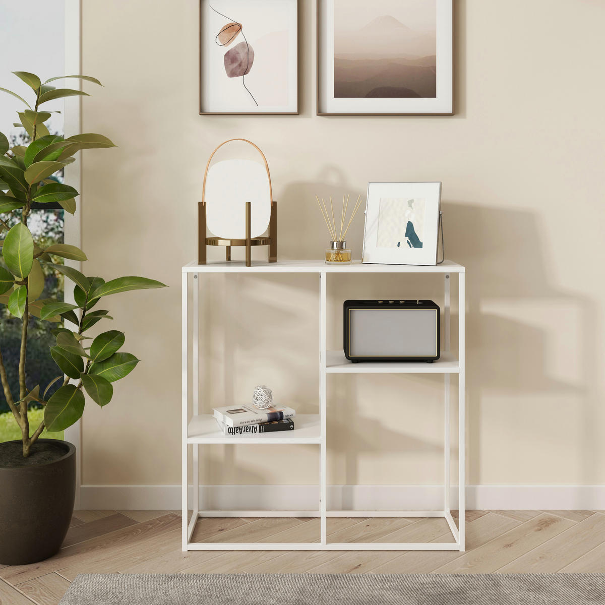 KONSOLENTISCH Strömstad - Weiß, Metall (26/80/80cm) - [en.casa]