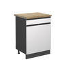 KÜCHENUNTERSCHRANK R-Line Weiß 60 cm, AP Eiche - Anthrazit/Weiß, Holzwerkstoff (60/81.6/60cm) - Vicco