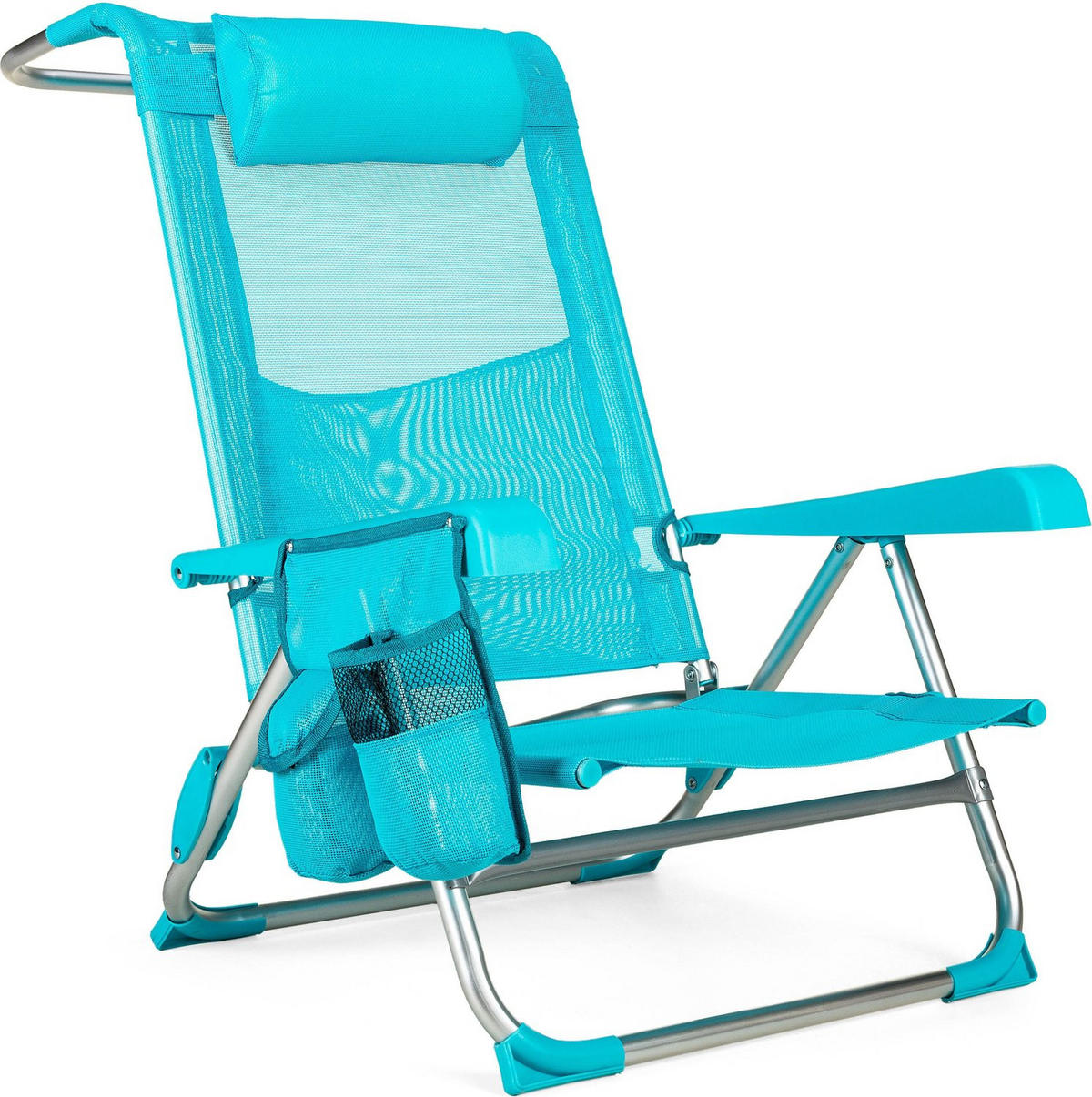 GARTEN-RELAXSESSEL 2-in-1 Sessel/Liege, bis 120 kg - Blau, Textil/Metall (58/41/101cm) - Outtec