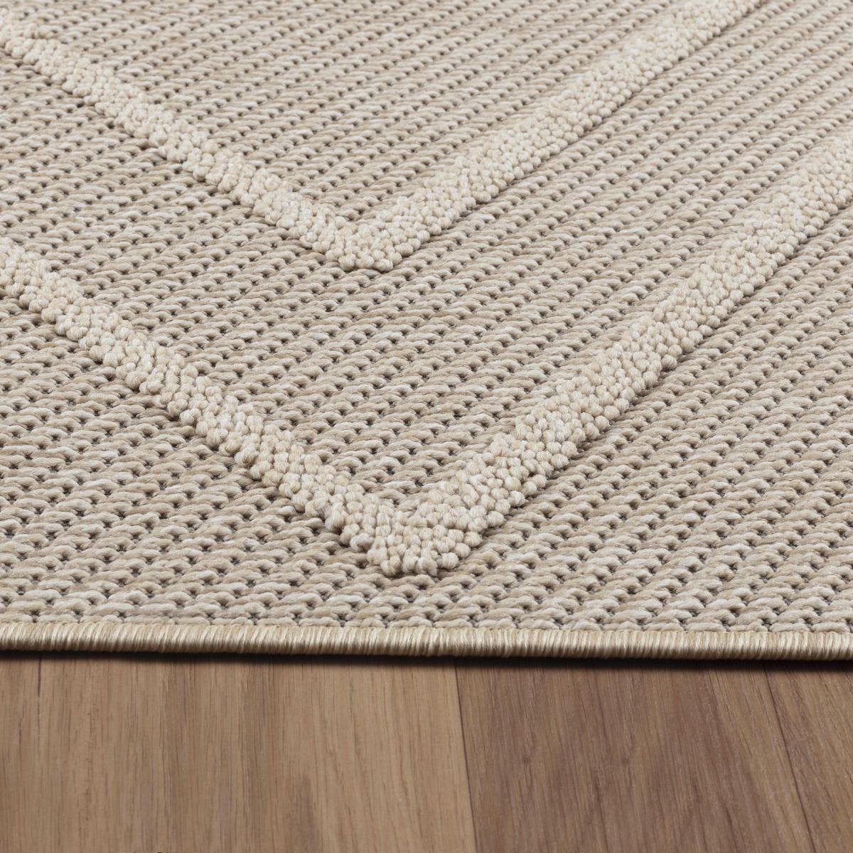 TEPPICH Outdoor Flachgewebe Boho-Muster Polypropylen Küche Beige Läufer 80x150 - Beige, Textil (80/150cm) - KADIMA DESIGN