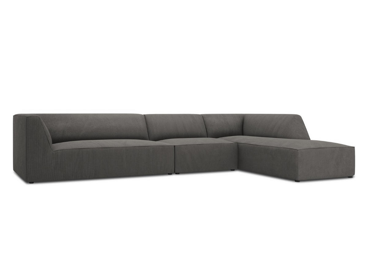 ECKSOFA rechts Ruby aus Cord dunkelgrau 5 Sitzplätze - Dunkelgrau, Textil (180/366cm) - Micadoni