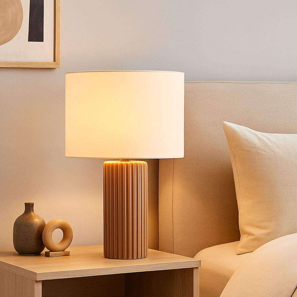 Thumbnail - Tischleuchte, Braun, Textil, 28x51x28 cm, Lampen & Leuchten, Innenbeleuchtung, Tischlampen, Tischlampen