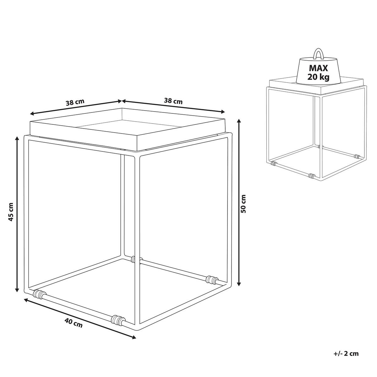 BEISTELLTISCH weiß quadratisch 40/40 cm Saxon - Weiß, Metall (40/40/50cm) - Beliani