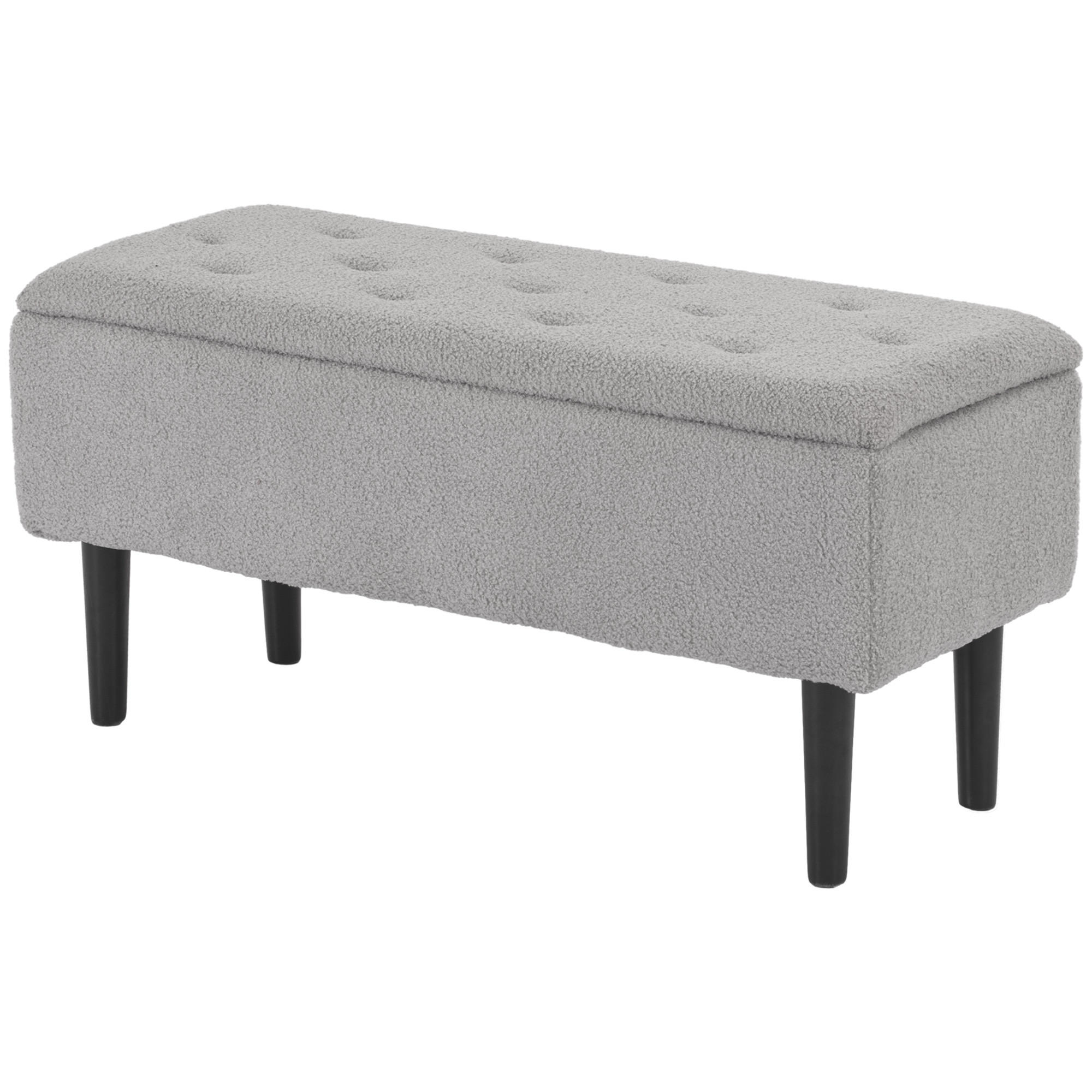 SITZBANK, Bettbank, Polsterbank, Grau - Grau, Kunststoff (38/45/95cm) - HOMCOM