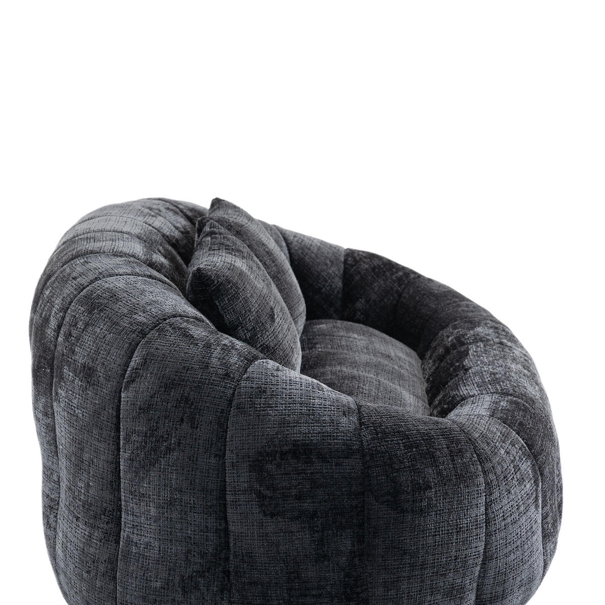 SITZSACK Chenille Schwarz mit Armlehnen - Schwarz, Textil (95/63/145cm) - WISHDOR