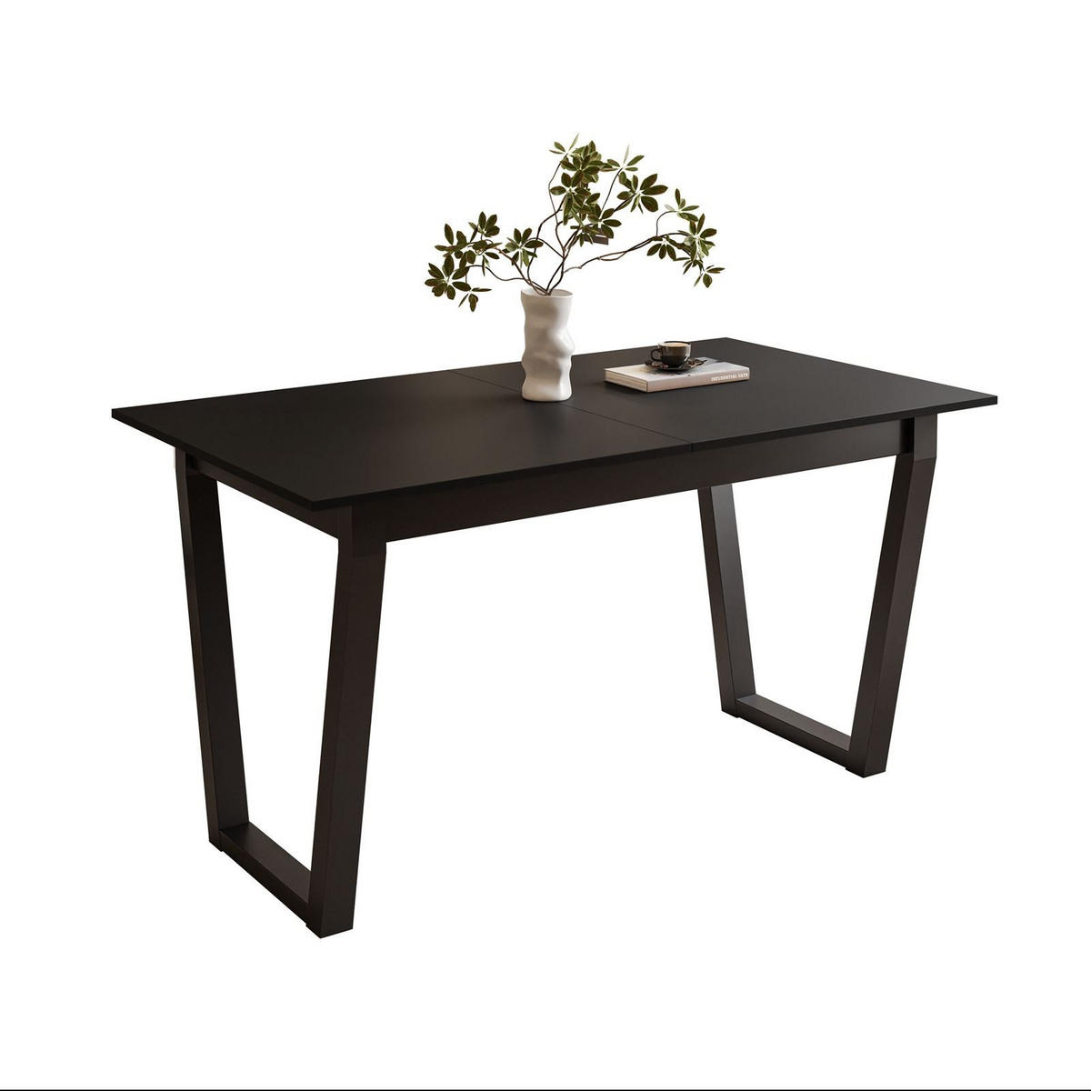 ESSTISCH ARTON II ausziehbarer Tisch 140-195 cm für 6-8 Personen - Schwarz, Holzwerkstoff/Metall (140/80/77cm) - Lookway