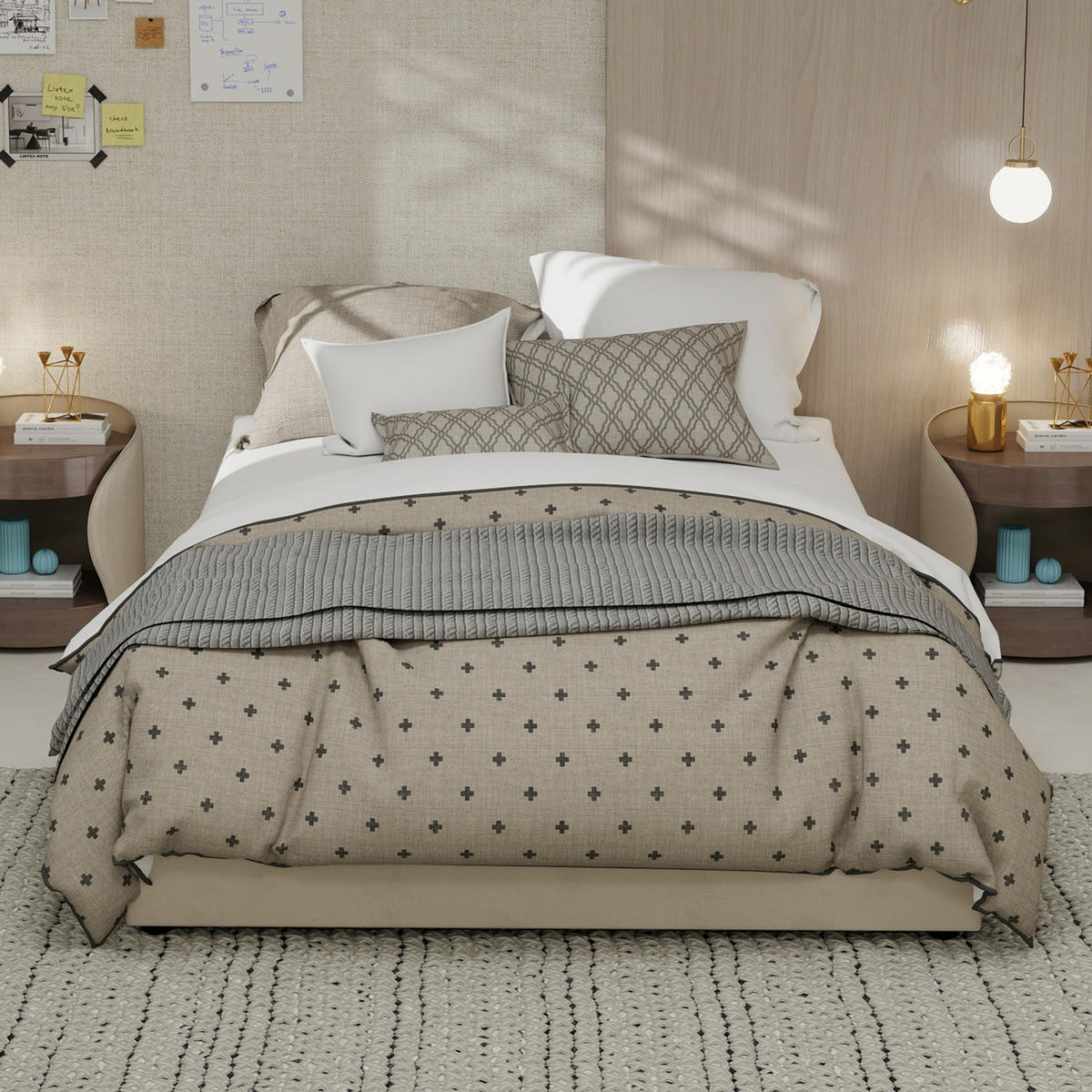 RAHMENBETT 140/200 cm in Beige Stoff - Beige, Holzwerkstoff/Textil (140/200cm) - WISHDOR