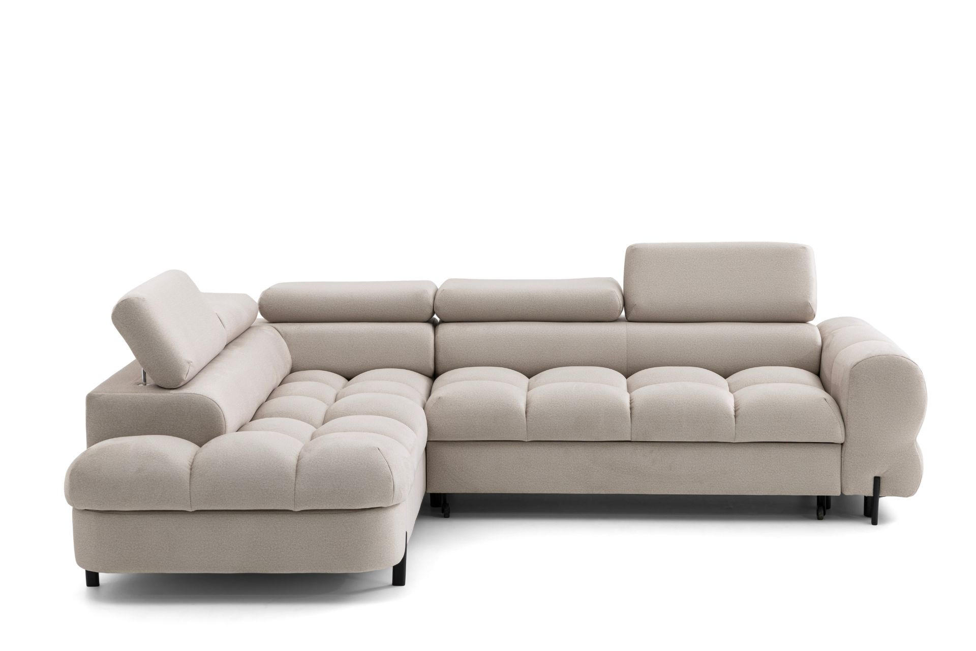 ECKSOFA BOWL L Links mit Schlaffunktion 125x195 Velours Creme - Creme/Schwarz, Holz/Textil (260/195cm) - Muffo