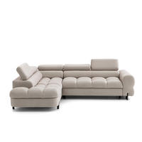 ECKSOFA BOWL L Links mit Schlaffunktion 125x195 Velours Creme - Creme/Schwarz, Holz/Textil (260/195cm) - Muffo