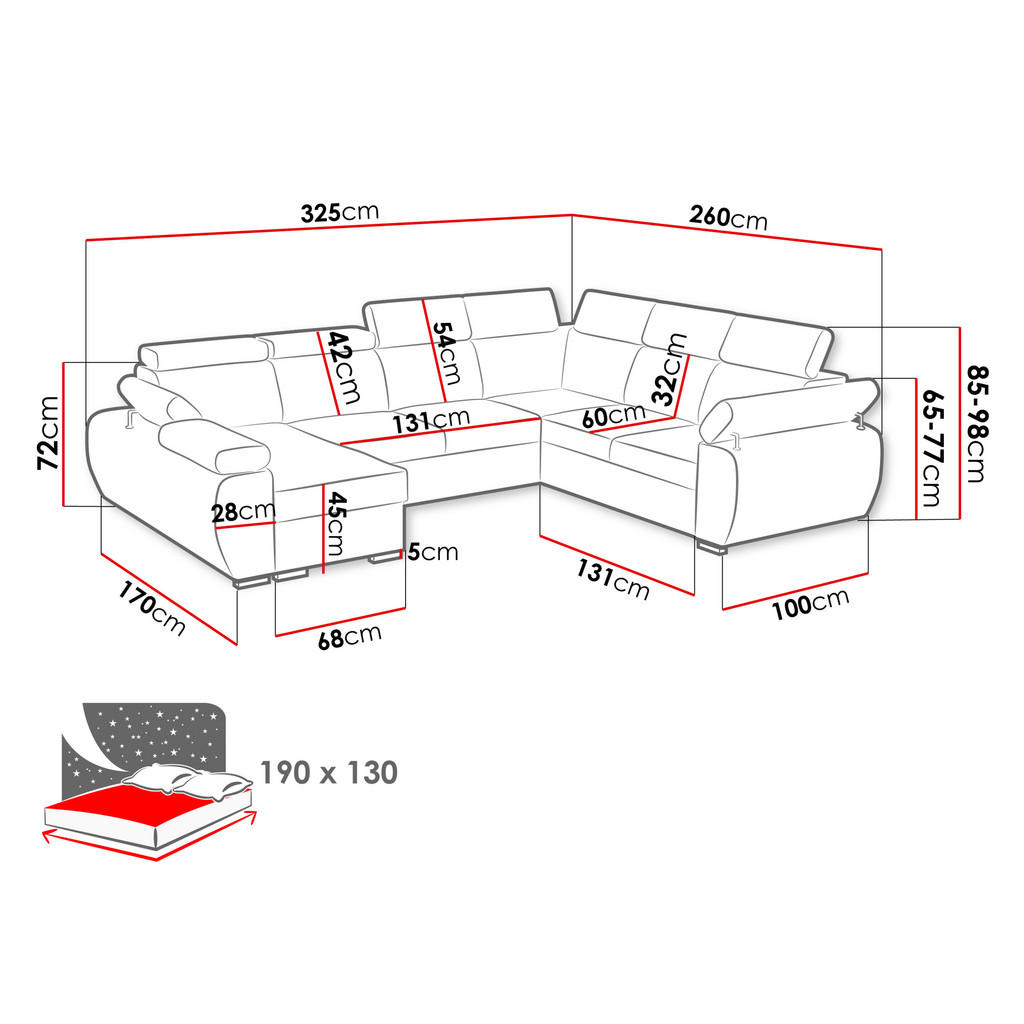 Thumbnail - Mirjan24 Wohnlandschaft, Braun, Textil, Kiefer, Rechteckig, 325x98x260 cm, Wohnzimmer, Sofas & Couches, Wohnlandschaften...