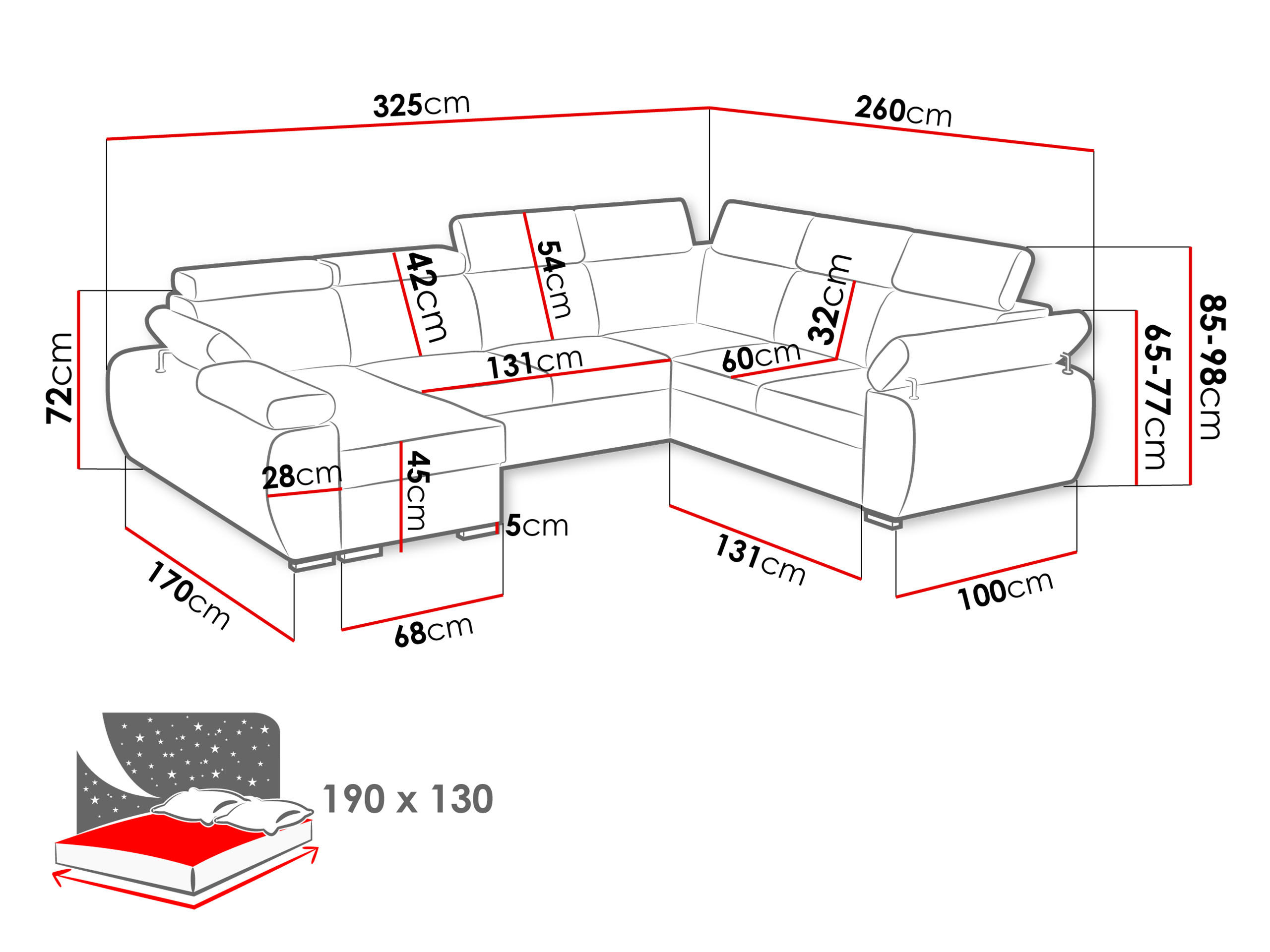 Thumbnail - Mirjan24 Wohnlandschaft, Grau, Textil, Kiefer, Rechteckig, 325x98x260 cm, Wohnzimmer, Sofas & Couches, Wohnlandschaften,...