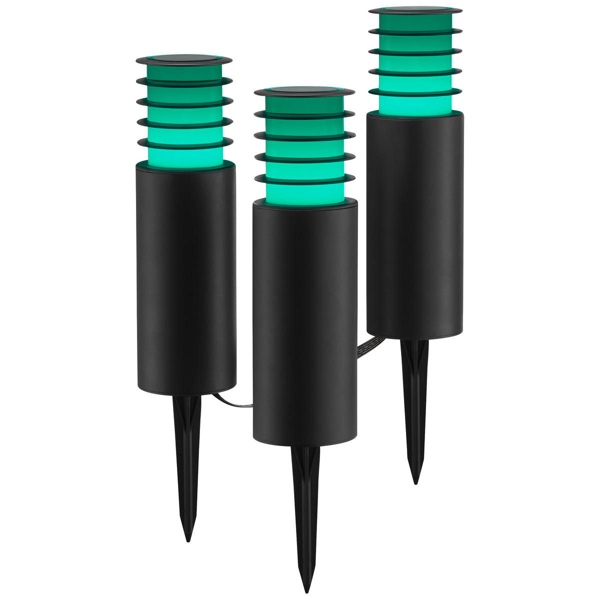 LED AUßENLEUCHTE Carosu Schwarz 7,6/7,6/38,8 cm - Schwarz, Kunststoff (7.6/7.6/38.8cm) - Brilliant