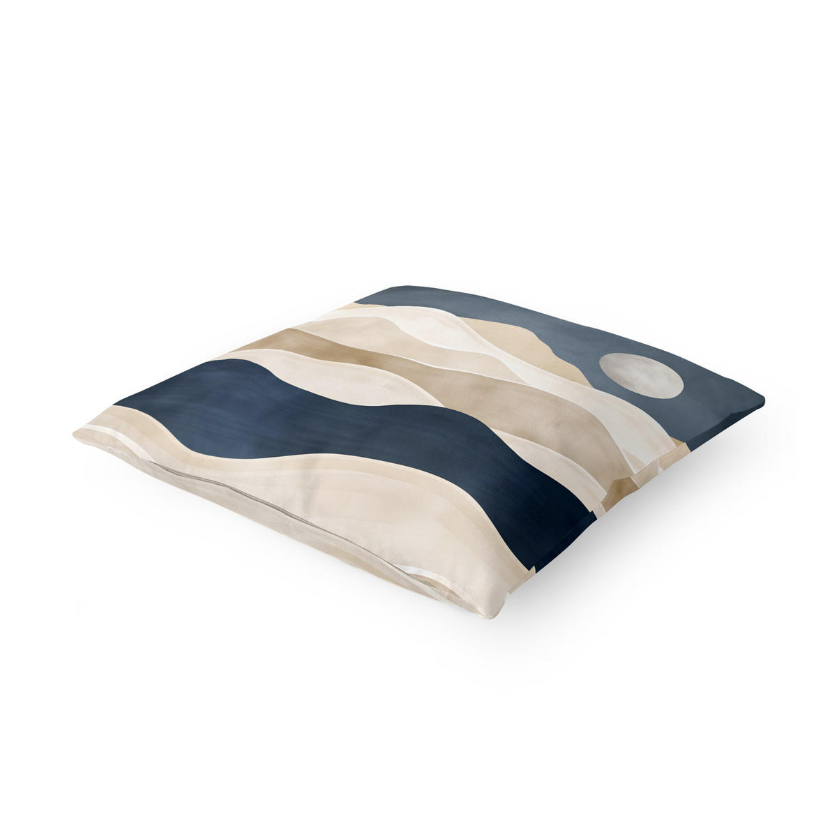 KISSENBEZUG Minimalistische Boho Landschaft Beige Blau 50/50 cm - Blau, Textil (50/50cm) - Bilderwelten