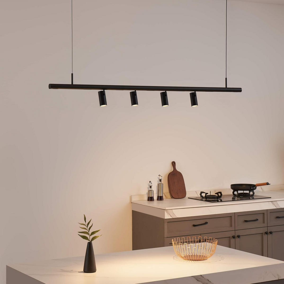 PENDELLEUCHTE MIT SPOTSTRAHLERN Lyne, Schwarz, 125cm - Schwarz, Metall (125/125/8.5cm) - KOSILUM