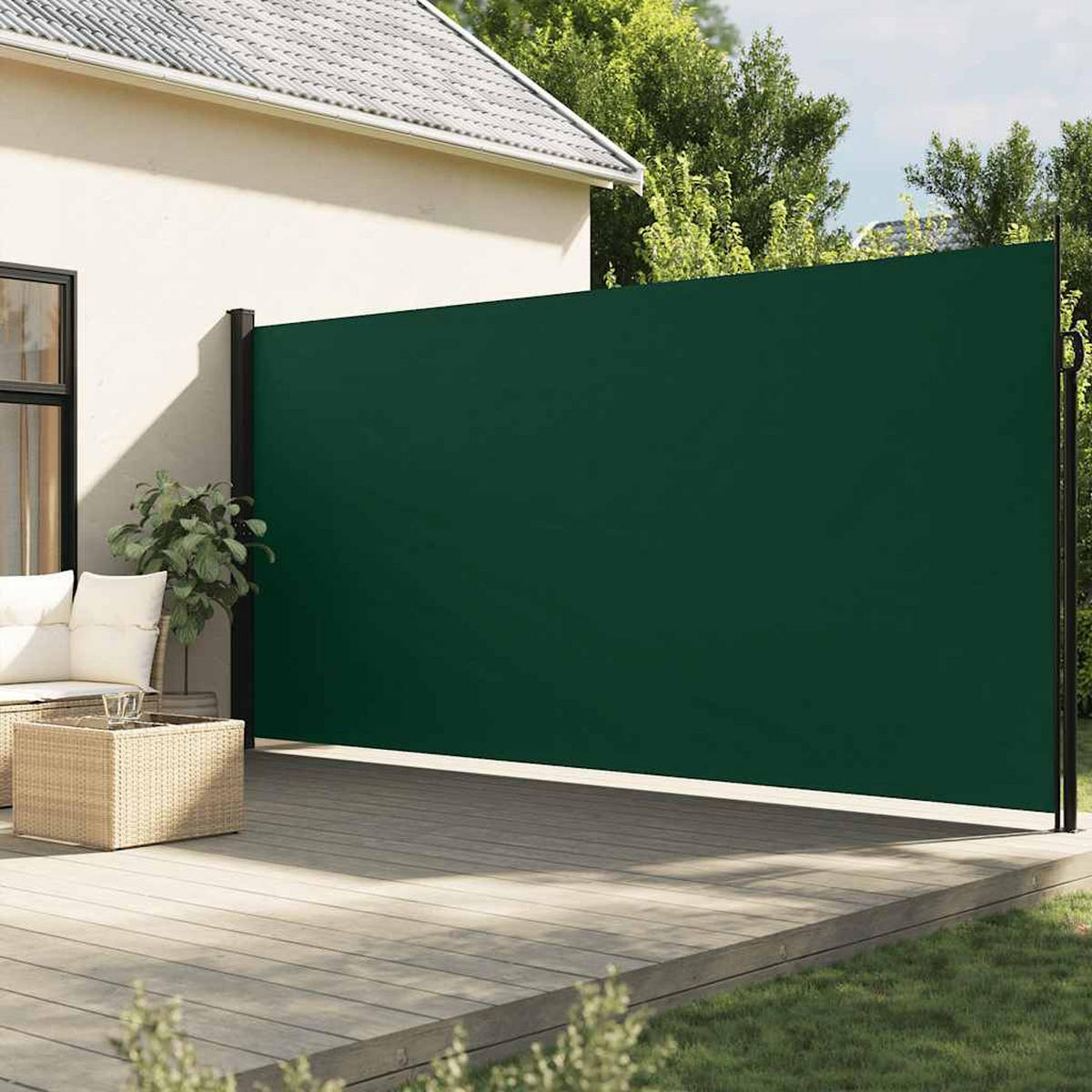 SEITENMARKISE Ausziehbar Dunkelgrün 200/500 Cm - Grün, Textil (200/500cm) - vidaXL