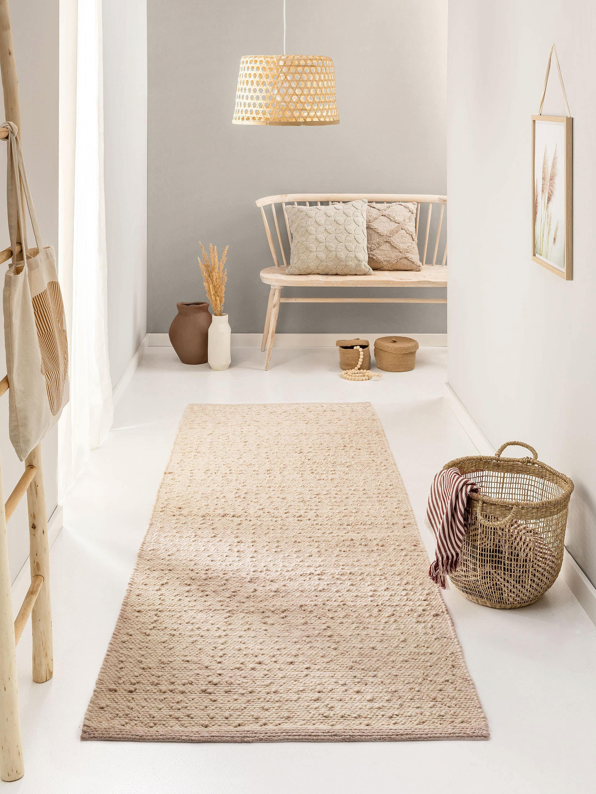 WOLLTEPPICH Lana Beige 80x250 cm - Beige, Textil (80/250cm) - benuta Pure