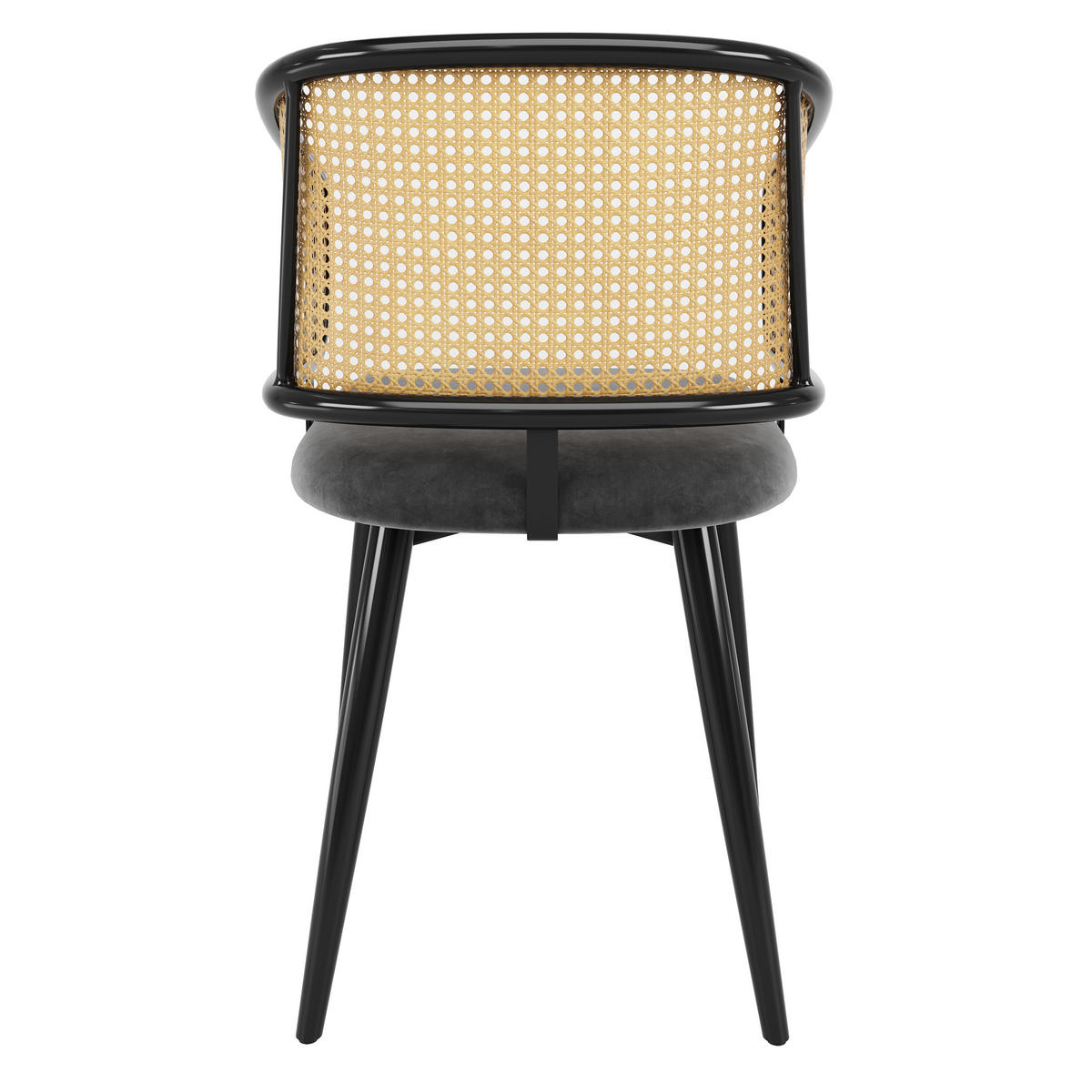 ESSZIMMERSTUHL 2-Tlg Rattan Rückenlehne, Samt Sitz, Wohnzimmer - Multicolor, Metall (47/79/47cm) - FLIEKS