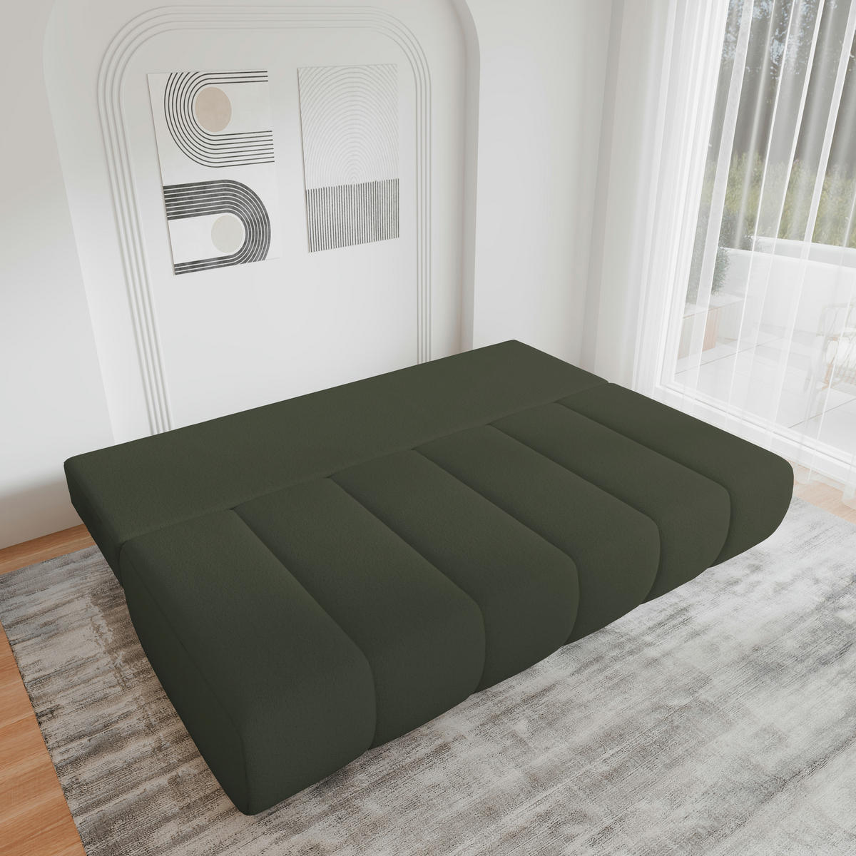 SCHLAFSOFA - Fluffy - Dunkelgrün (Arena 12) - Dunkelgrün, Holz (210/88/104cm) - Möblo