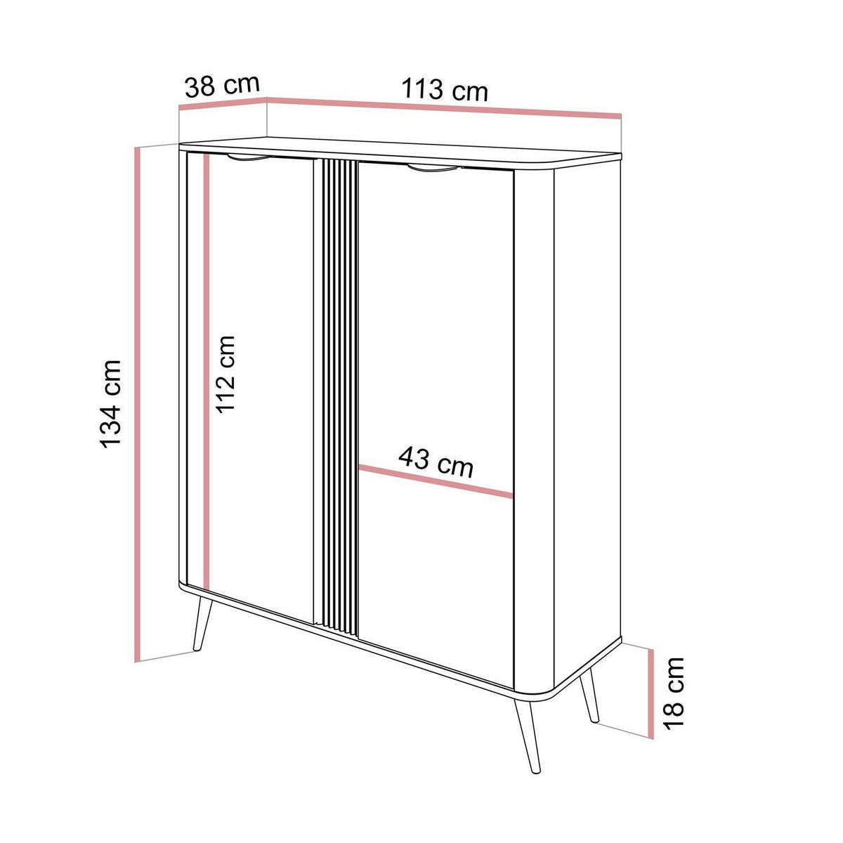 HIGHBOARD TWILIGHT 2D - Eichefarben, Holzwerkstoff (113/134/38cm) - Lookway