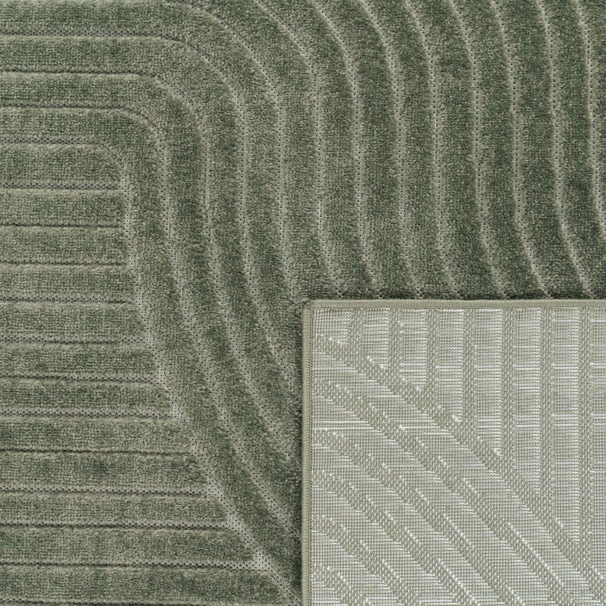 KURZFLORTEPPICH, mit Struktur, Florhöhe 6 mm, Grün, Ø 160 cm - Grün, Textil (160/160cm) - KADIMA DESIGN