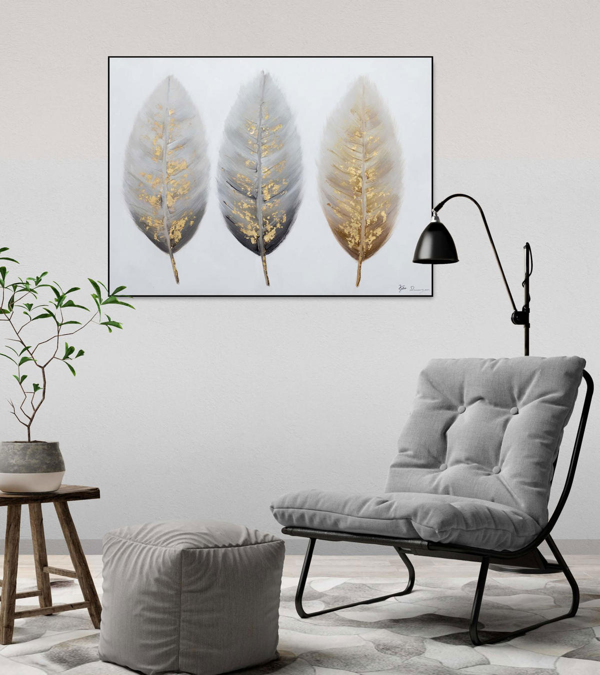 ACRYLBILD HANDGEMALT 100/75 cm - Beige/Braun, Holz/Textil (2/75cm) - KUNSTLOFT