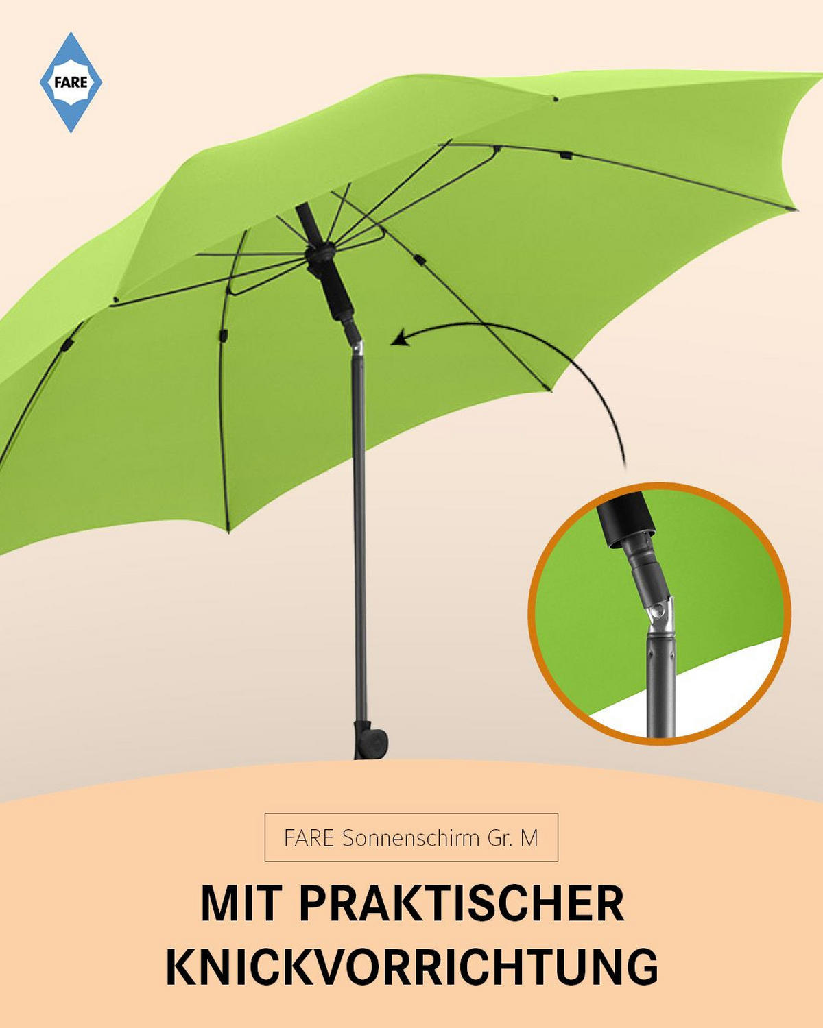 SONNENSCHIRM 180/180/126 cm - Grün, Kunststoff (180/180cm) - FARE