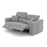 SOFA QUARTZ 3-Sitzer mit 2 Relaxfunktionen, grau - Silberfarben/Grau, Holzwerkstoff/Textil (204/80/102cm) - Courtois Laville