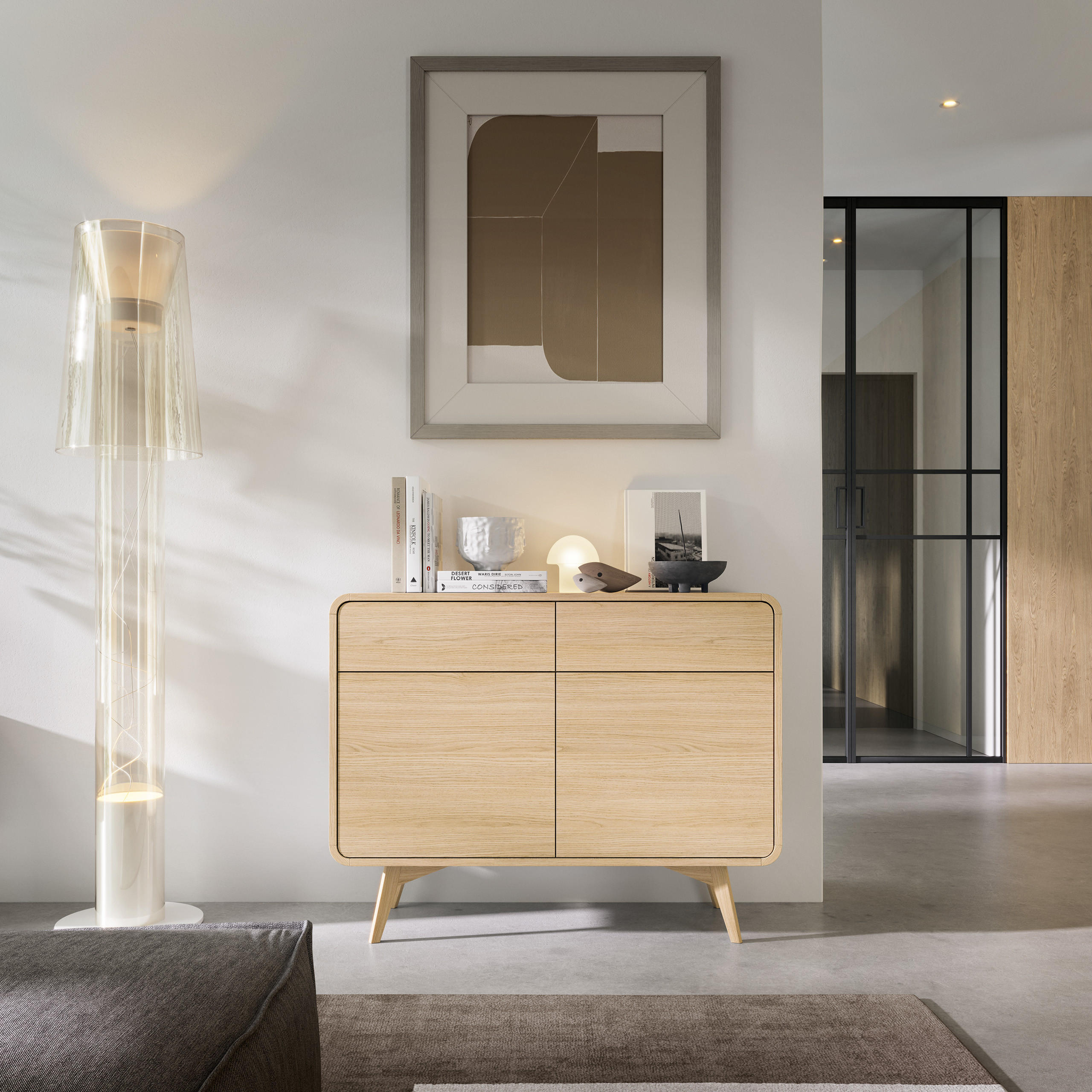 SIDEBOARD LEVANTE 108/84/39cm mit 2 Schubladen 2 Türen Eichefarben - Eichefarben/Naturfarben, Holzwerkstoff (108/84/39cm) - MASSENO