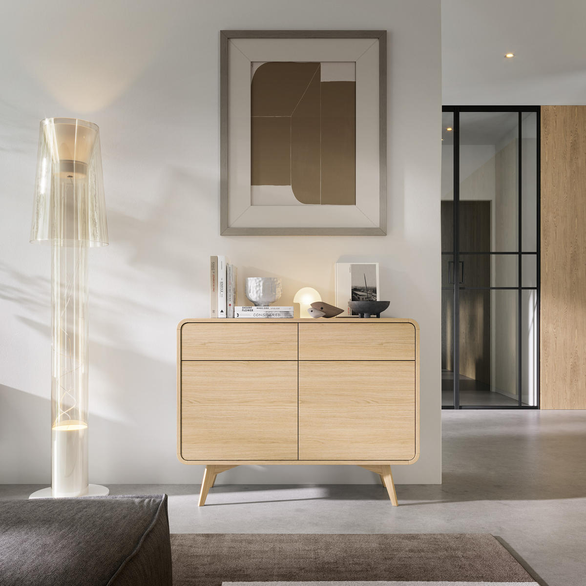 SIDEBOARD LEVANTE 108/84/39cm mit 2 Schubladen 2 Türen Eichefarben - Eichefarben/Naturfarben, Holzwerkstoff (108/84/39cm) - MASSENO