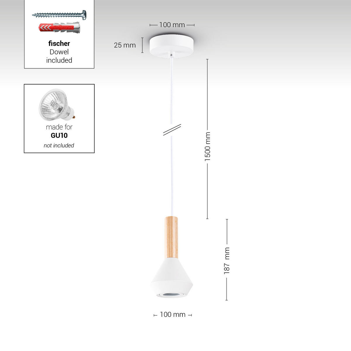 PENDELLEUCHTE Mora S - Weiß, Metall (10/10/18.7cm) - Paco Home