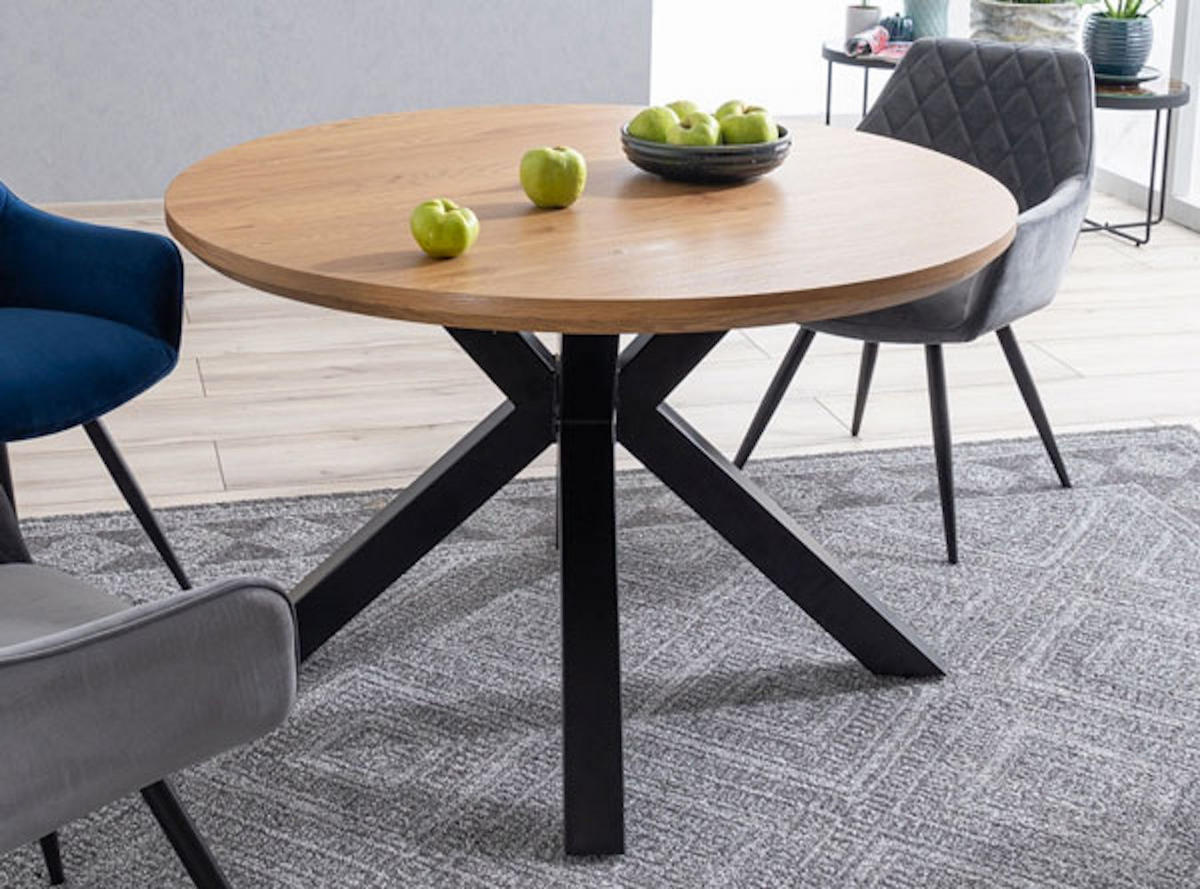 ESSTISCH Ritmo Eiche / schwarz 120 / 120 / 75cm - Schwarz/Braun, Holz/Holzwerkstoff (120/120/75cm) - Feldmann-Wohnen