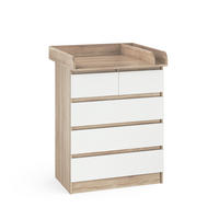 KOMODA ZA PRESVLAČENJE Emma Sonoma/Bijelo 80 x 110.2 cm s 5 ladica - bijela/hrast Sonoma, drvni materijal (80/110.2/76cm) - Vicco