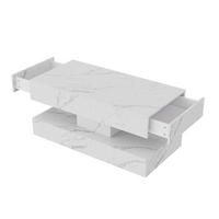 COUCHTISCH mit LED-Beleuchtung - Rechteckiger Couchtisch in Marmoroptik mit 2 Schubladen - Weiß - Weiß, Holzwerkstoff (50/100/45cm) - DELFA