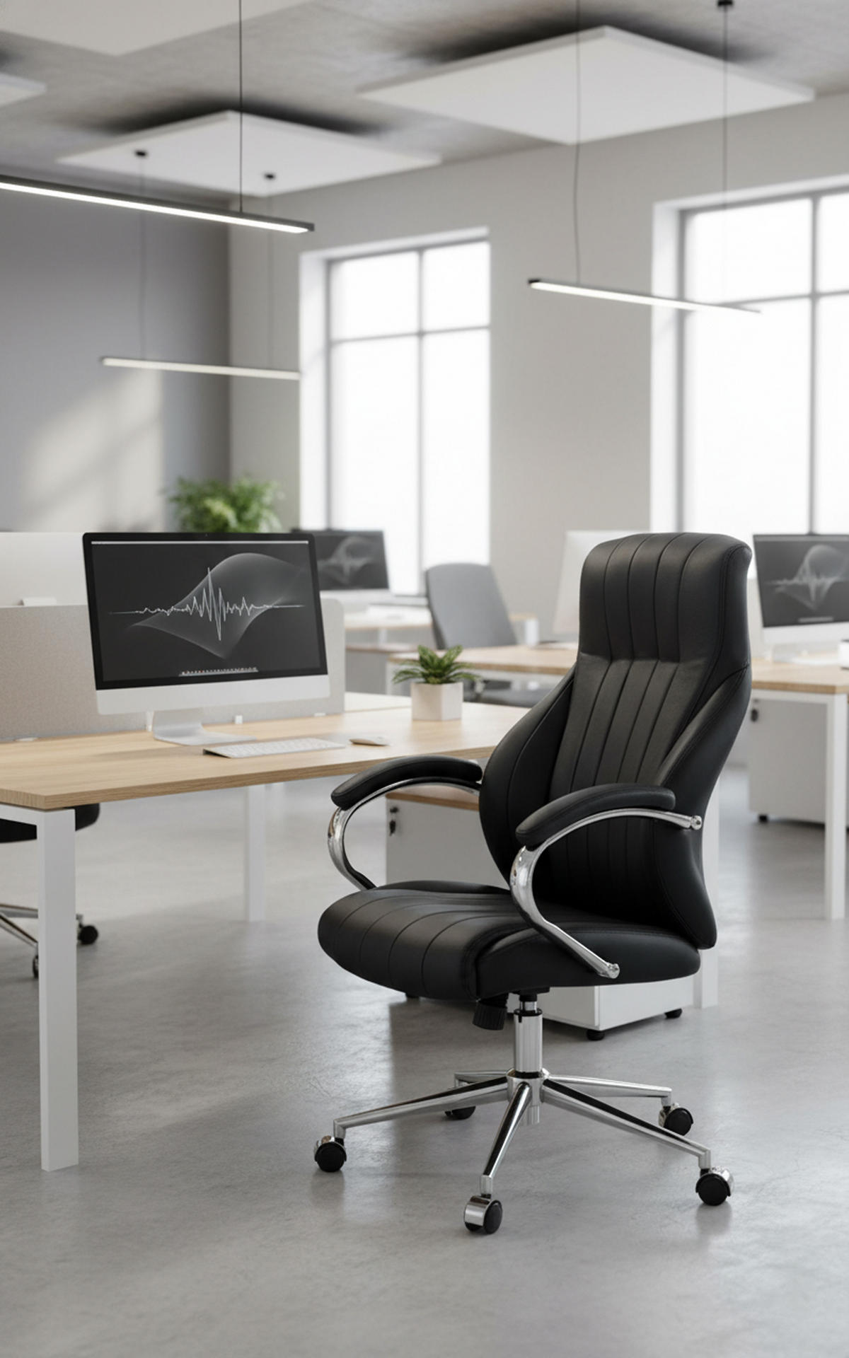 BÜROSTUHL Valyx Echtleder schwarz - Chromfarben/Schwarz, Leder/Metall (73/130/76cm) - TPFLiving