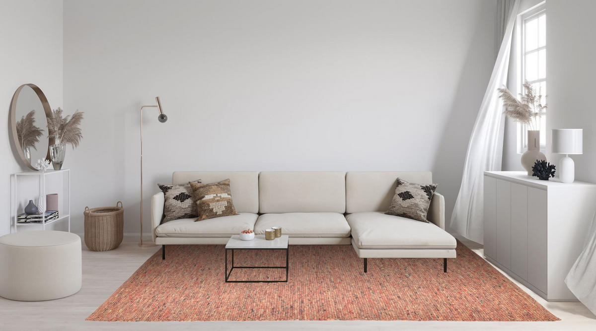 HANDWEBTEPPICH Alm-Freude 140x200 cm - Terra cotta, Textil (140/200cm) - THEKO