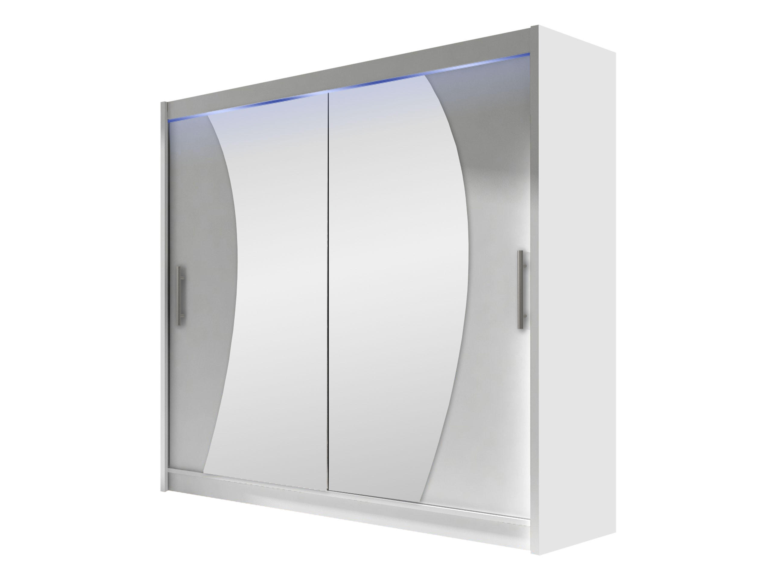 KLEIDERSCHRANK London IX, mit RGB LED Beleuchtung - Silberfarben/Weiß, Holzwerkstoff/Kunststoff (180/215/58cm) - MIRJAN24