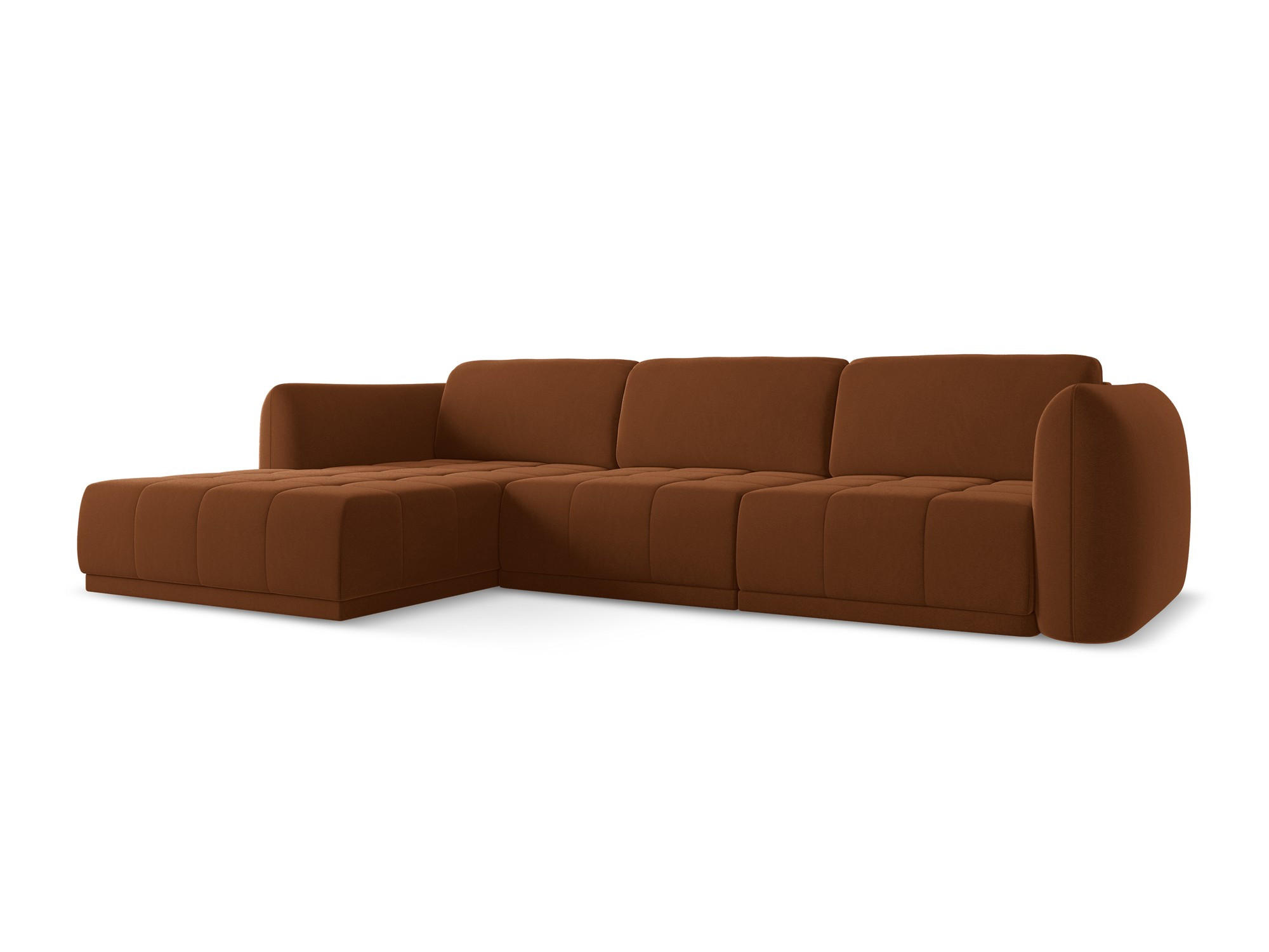 ECKSOFA Links Samt Stoff Orange - Terracotta/Schwarz, Kunststoff/Textil (170/290cm) - Makamii