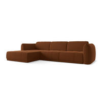 ECKSOFA Links Samt Stoff Orange - Terracotta/Schwarz, Kunststoff/Textil (170/290cm) - Makamii