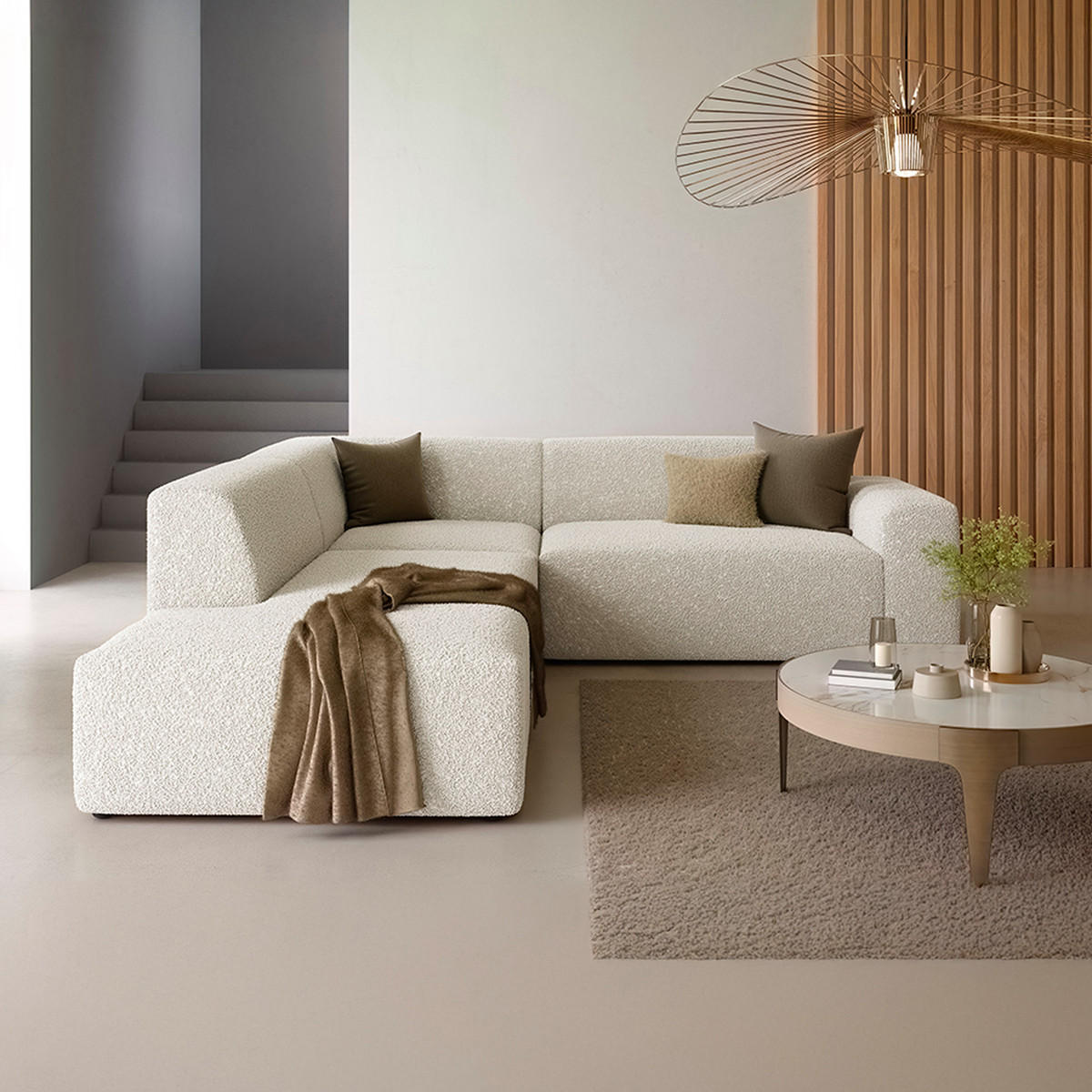 ECKSOFA Torino 5 Sitzplätze Beige - Beige, Holz (264/254cm) - Petits-meubles