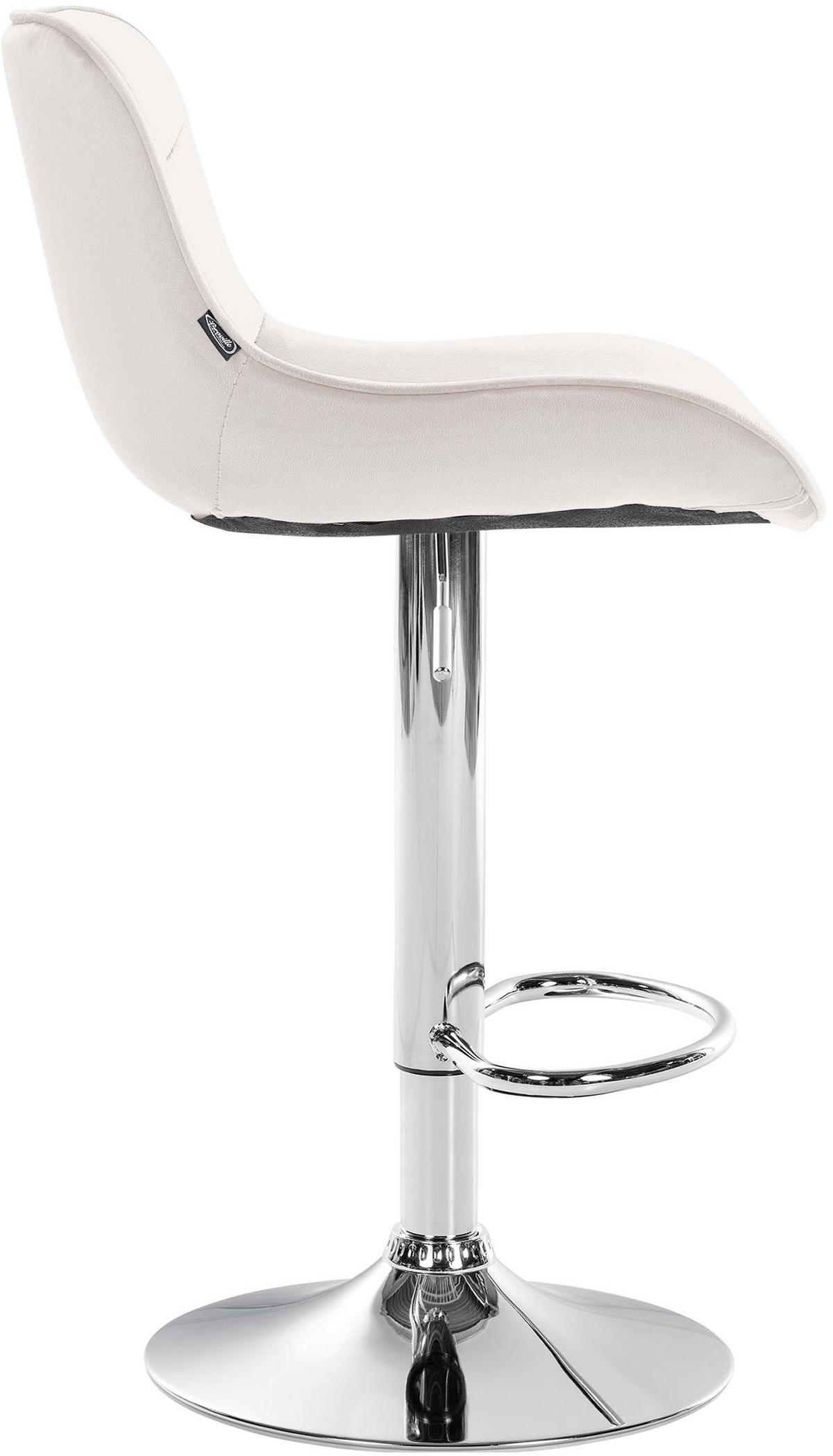 BARHOCKER Samt creme - Chromfarben/Creme, Textil/Metall (49/85/51cm) - CLP