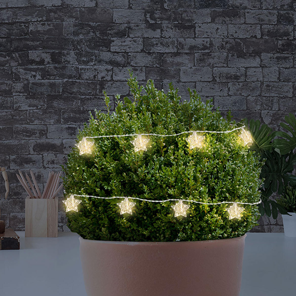 LED LICHTERKETTE Batterie Warmweiß - Klar, Metall (165/1.5/5.5cm) - Globo Lighting