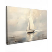 LEINWANDBILD Segelschiff - Meer - Bewölkt XXL 150x100 cm - Creme, Textil (150/100cm) - MuchoWow