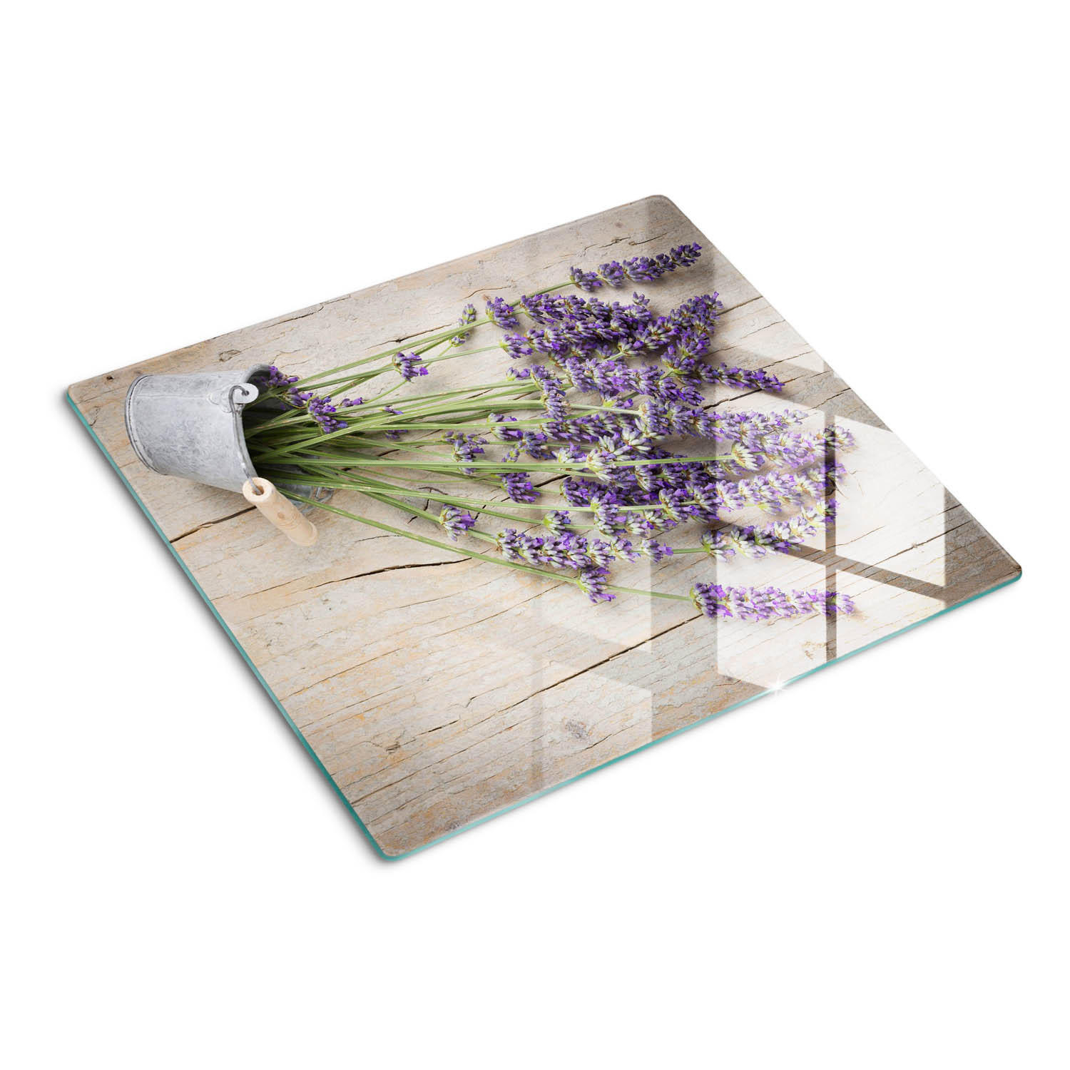 GLASPLATTE 60x52 cm Lavendel im Topf - Lila, Glas (60/0.4/52cm) - TULUP