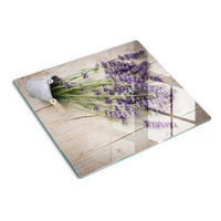 GLASPLATTE 60x52 cm Lavendel im Topf - Lila, Glas (60/0.4/52cm) - TULUP