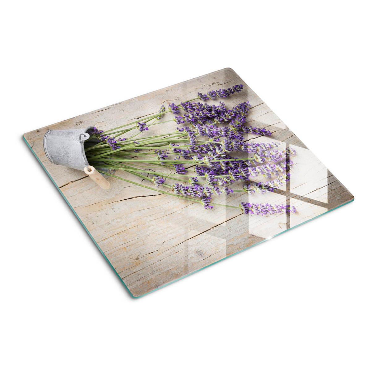 GLASPLATTE 60x52 cm Lavendel im Topf - Lila, Glas (60/0.4/52cm) - TULUP