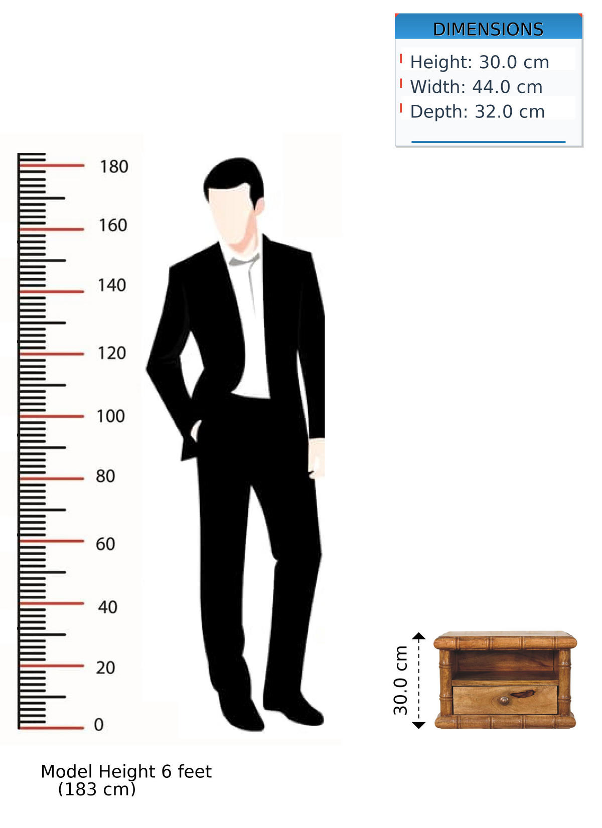 NACHTKASTEN Mit Amber Oak Finish, 1 Schublade, 1 Ablage - Braun, Holz (44/30/32cm)