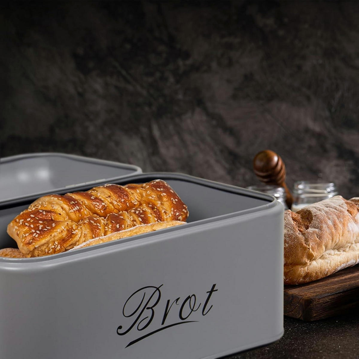 BROTKASTEN Grau 31 cm - Grau, Metall (19/16/31cm)