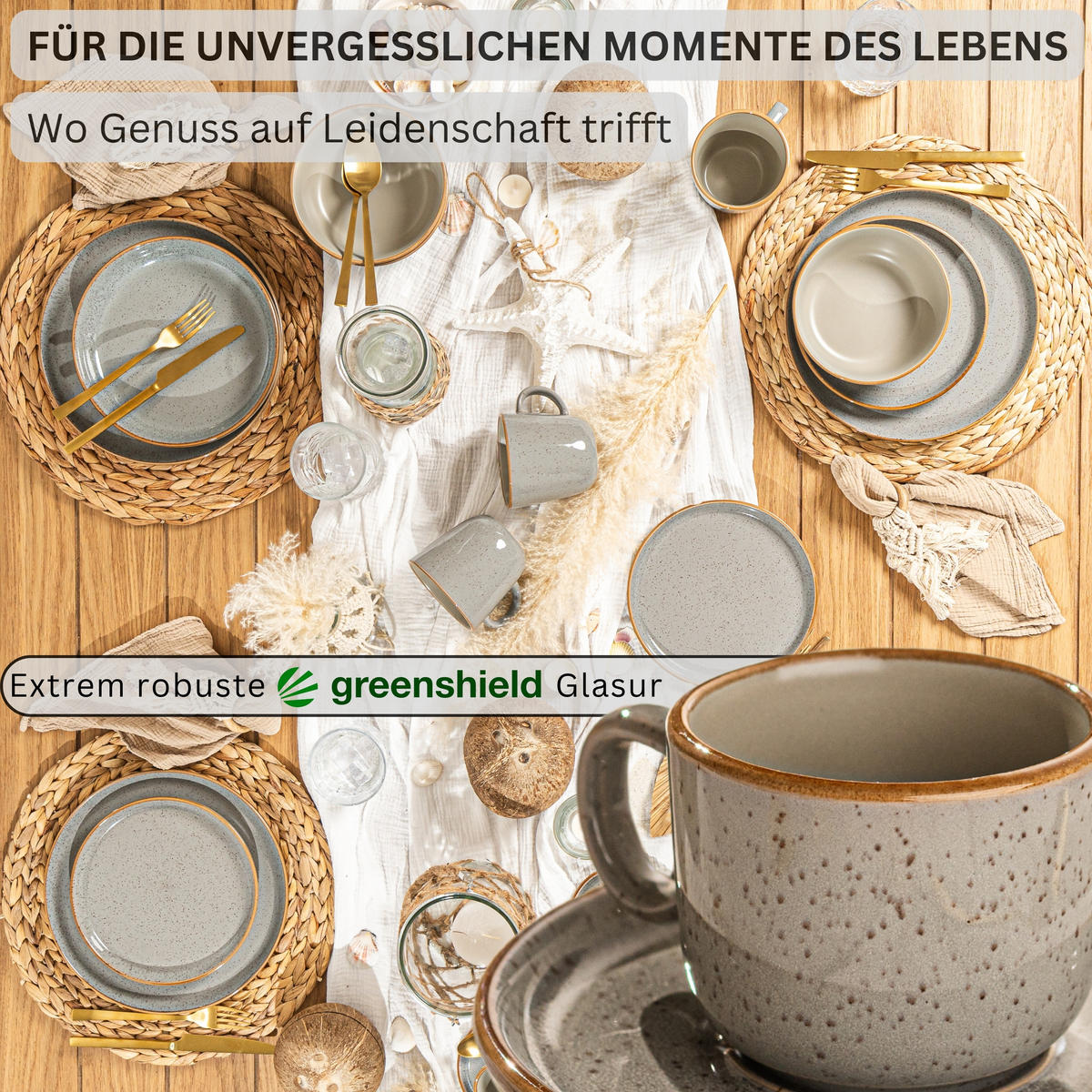ESPRESSOTASSEN SET RIO PERLGRAU - 12 teilig aus Steingut - Grau, Stein (0.08L) - Sänger