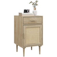 NACHTSCHRANK DE-12831 Schublade und Rattantür Natur - Naturfarben, Holzwerkstoff (40/68.5/40cm) - ComfortXL